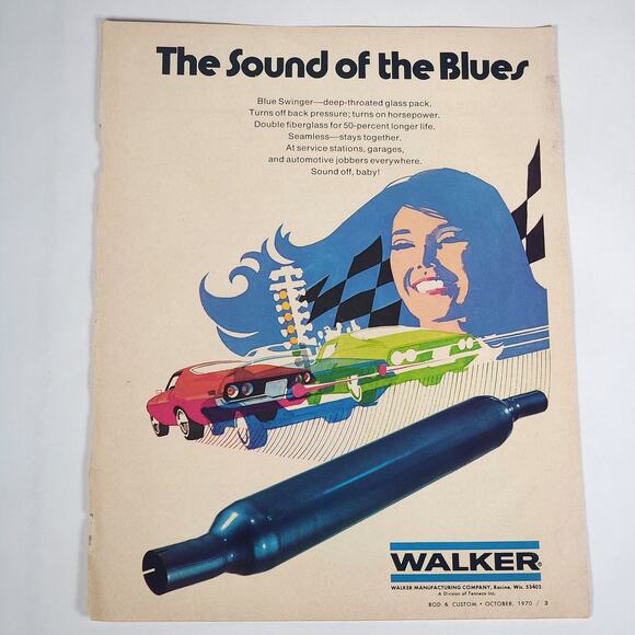 Walker Blue Swinger Print Ad 1970 Rod & Custom Magazine Sound of the Blues Retro - Picture 1 of 6